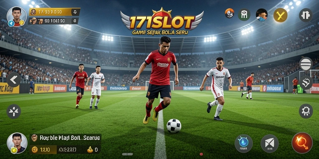 Tampilan gameplay 171SLOT menampilkan aksi seru sepak bola.
