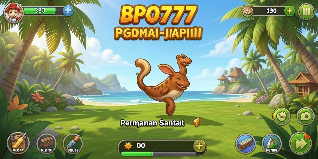 Screenshot BPO777 menunjukkan gameplay yang ceria dan penuh tantangan.