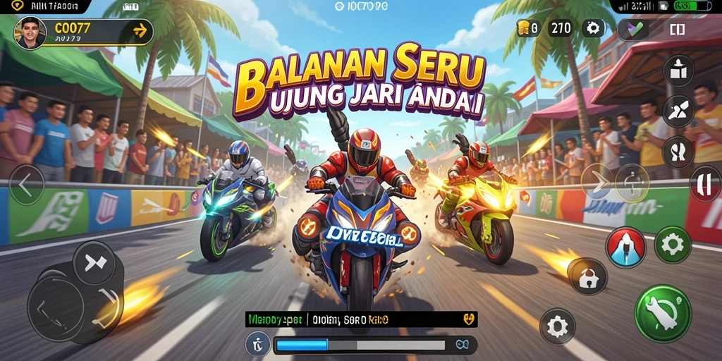 Tangkapan layar dari game balapan COO77 yang mendebarkan.