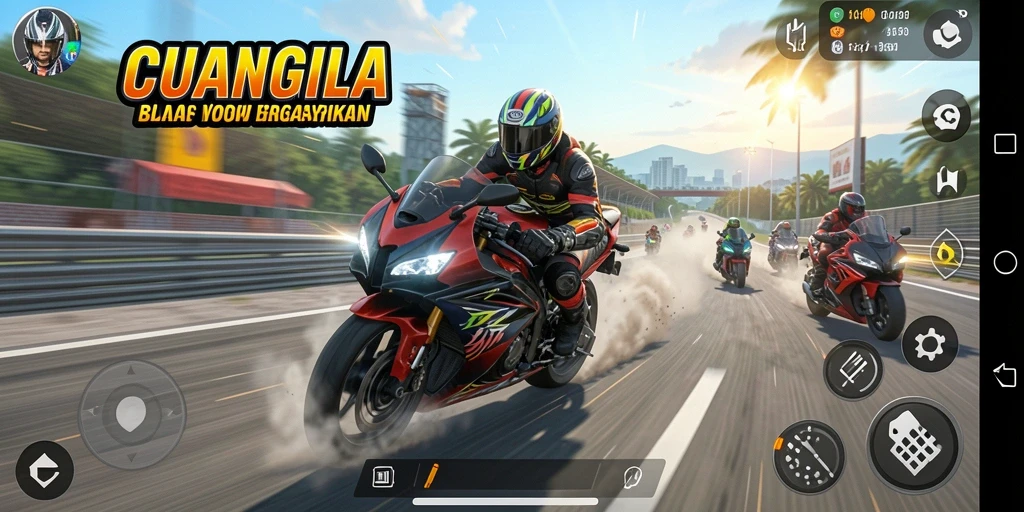 Tampilan gameplay menarik di balapan motor CUANGILA.