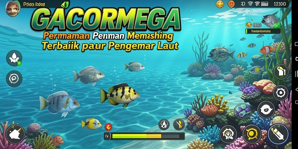 Gameplay GACORMEGA yang seru saat memancing di laut.