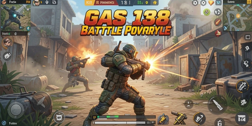 Screenshot utama GAS138 menampilkan aksi seru dalam pertempuran Battle Royale.