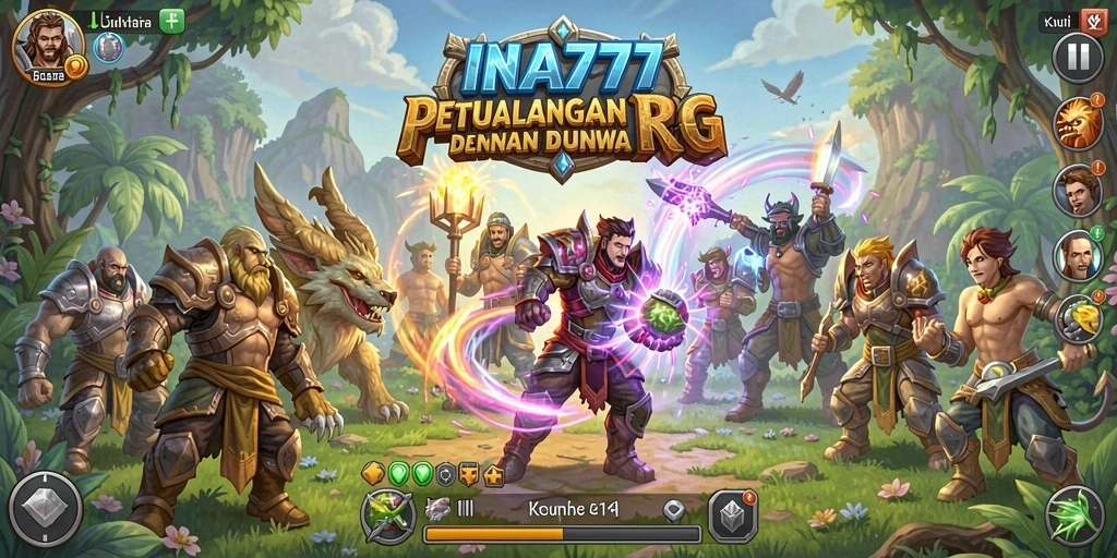 Tangkapan layar menunjukkan aksi bertempur seru di dalam RPG INA777.