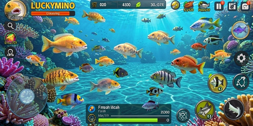 Tangkapan layar gameplay Tembak Ikan di LUCKYMINO
