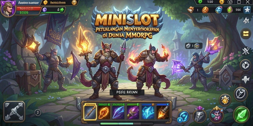 Screenshot gameplay MMORPG yang menunjukkan pertempuran seru di MINISLOT.