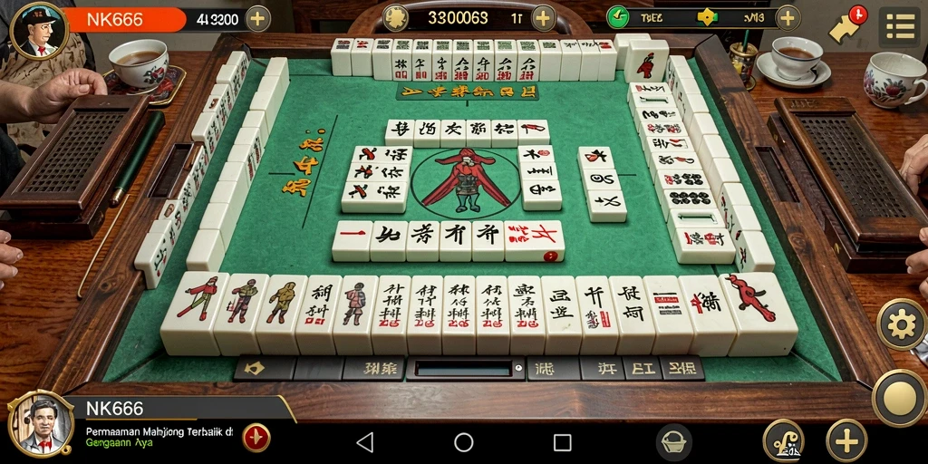 Tampilan gameplay NK666 dengan ubin Mahjong yang menarik dan penuh warna.