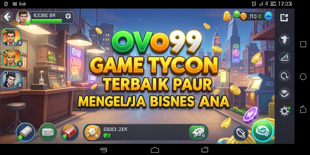 Screenshot OVO99 menampilkan gameplay menarik dalam membangun bisnis Tycoon.