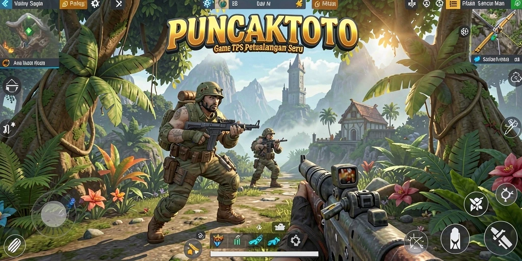 Screenshot PUNCAKTOTO menampilkan aksi mendebarkan dalam game TPS.