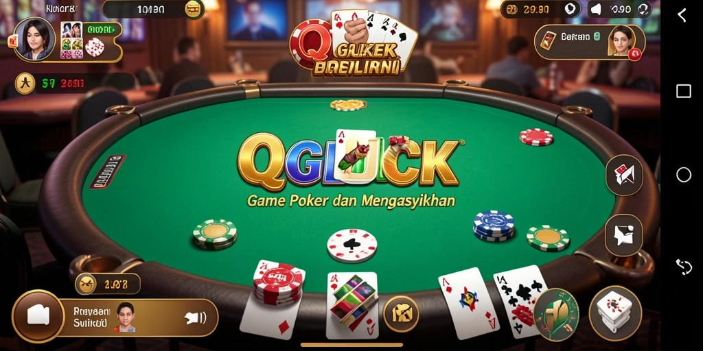 Screenshot QGLUCK menampilkan gameplay Poker yang seru dan interaktif.