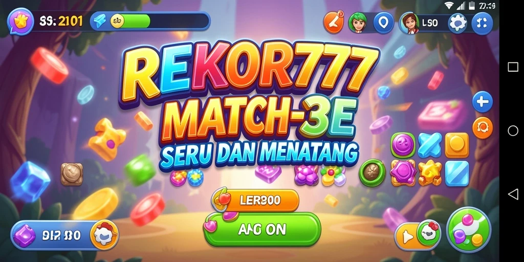 Screenshot gameplay REKOR777 menunjukkan aksi mencocokkan yang seru.