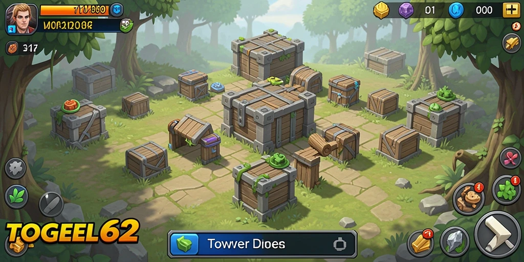 Screenshot gameplay TOGEL62 menampilkan aksi seru Tower Defense.