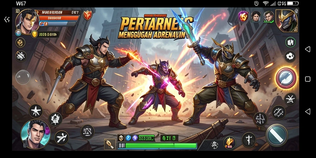 Tampilan gameplay W67 yang menegangkan dengan aksi pertempuran seru.