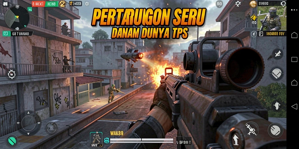 Screenshot gameplay WAK89 menampilkan pertempuran seru dalam TPS.