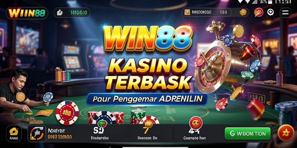 Screenshot gameplay WIN88 menampilkan suasana Kasino yang penuh warna.