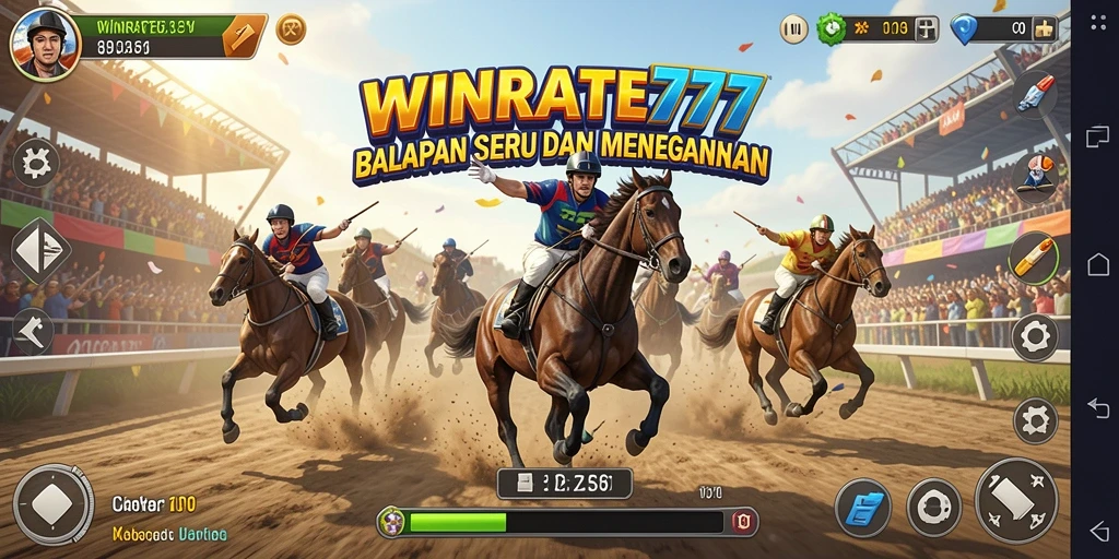 Screenshot gameplay WINRATE777 yang menunjukkan balapan menegangkan.